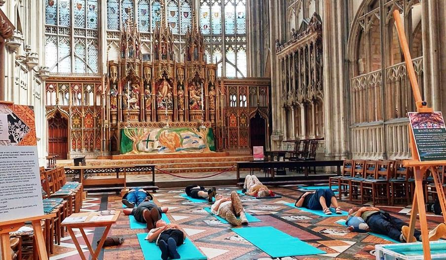 Sound bathing at Gloucester Cathedral